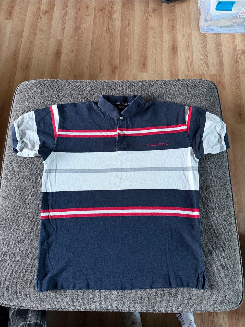 Nautica Navy Polo with White and Red Stripes